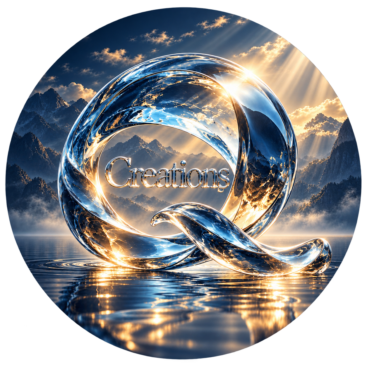 Approved circular reflective-glass QualiTech Creations emblem